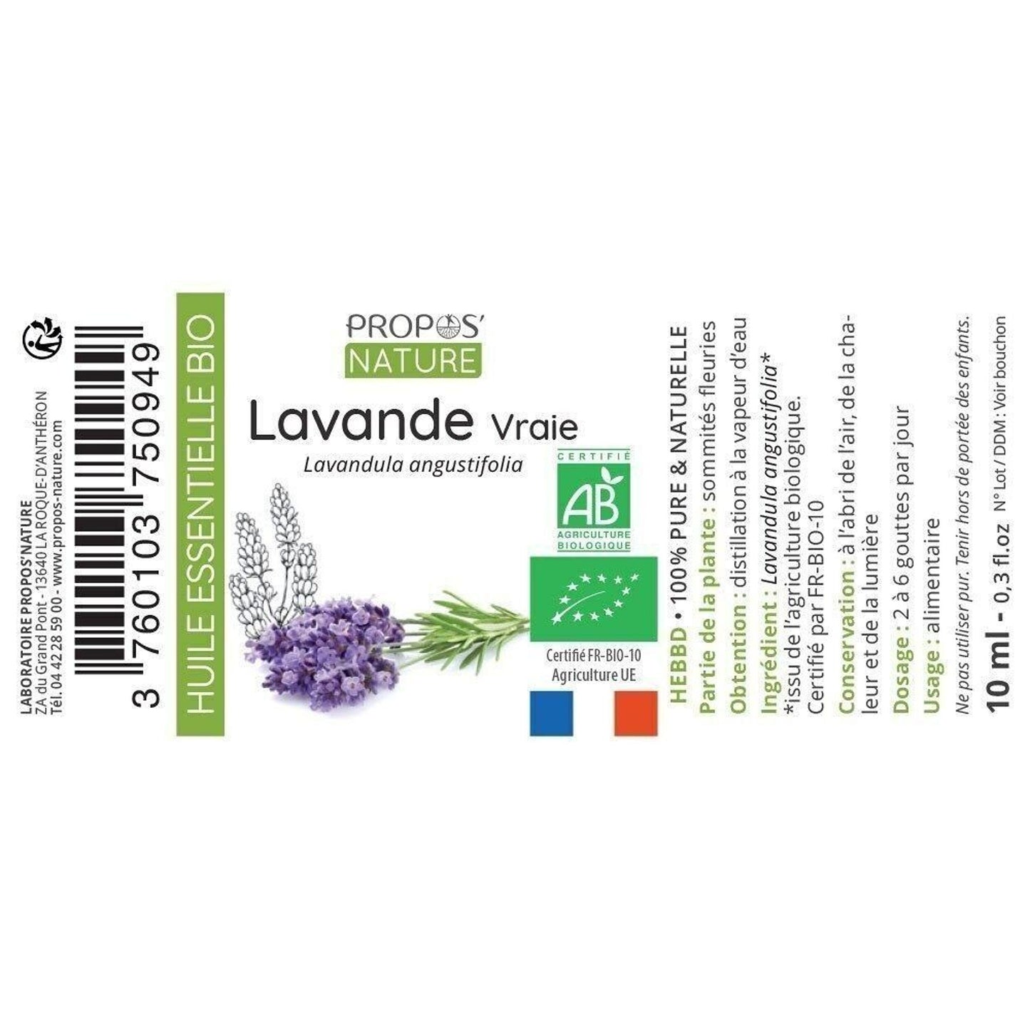 Huile Essentielle de Lavande Vraie Bio-10 ML